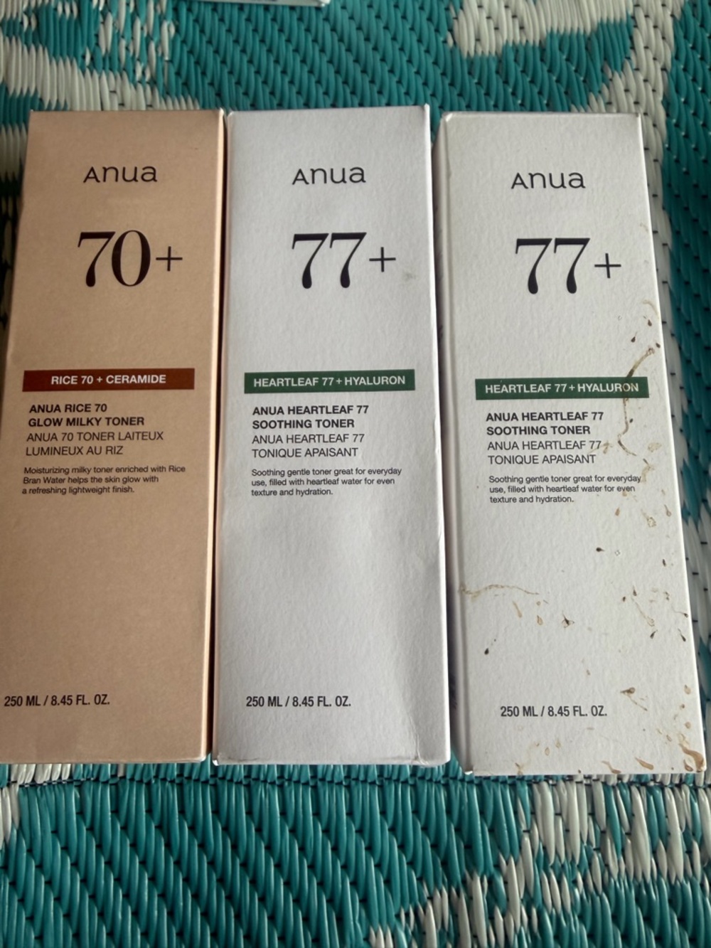 1pcs Anua 77+ Soothing Toner (Green) & 70+ Glow Milky Toner (Beige)
